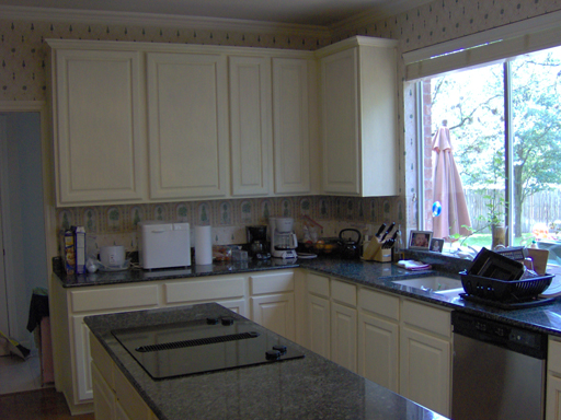 Kitchen Cabinets after painting and antiquing