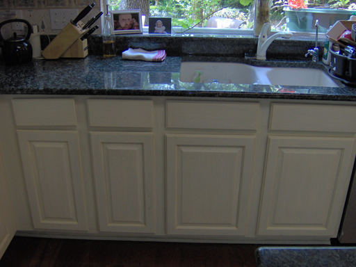 Cabinets after painting and antiquing