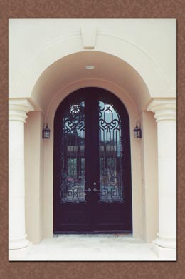 Faux painting silver metal patina on front door insets