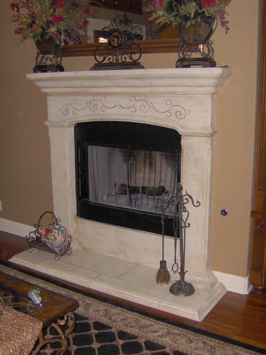 Fireplace after stenciling and color washing